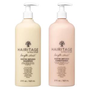 Hairitage Length Check Biotin Shampoo with Jamaican Black Castor Oil – Thickening + Volumizing – Sulfate Free + Color Safe + Vegan – Hydrating Repair Shampoo for Thinning Hair 21 Oz.(Shampoo & Conditioner set)