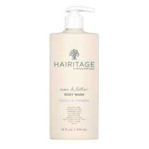 Hairitage Now & Lather Peony & Cypress Scented Body Wash for Women, Men & Kids – Oat Kernel & Gotu Kola Extracts for All Skin Types – Clove Leaf & Magnolia Flower Oils, 14 fl oz.(Peony & Cypress)