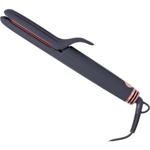 Hairitage Ceramic Tourmaline 2in1 Flat Iron Hair Straightener Curling Iron – 1 1/4 Inch – Airflow Styler + Heat Protectant Spray – Curved Edges – Curling + Straightening – 420 Degree Heat Protection(Go With The Flow 2in1 Styler)