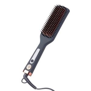 Hairitage Heated Ceramic Straightening Brush for Blowouts – Volumizing + Straightening – Anti-Frizz Blow Dry Brush for Smooth Shiny Hair – One Step Ceramic Tourmaline Hot Styling Brush -All Hair Types(Heated Brush)
