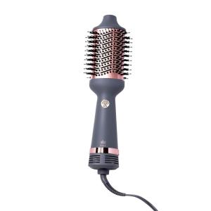 Hairitage Volumizing One Step Blow Dry Brush + Hair Dryer for Curling + Straightening – Ceramic Tourmaline Blowout Brush + Volumizer – Hair Styler for Smooth Shiny, Frizz-Free Styles – Matte Grey